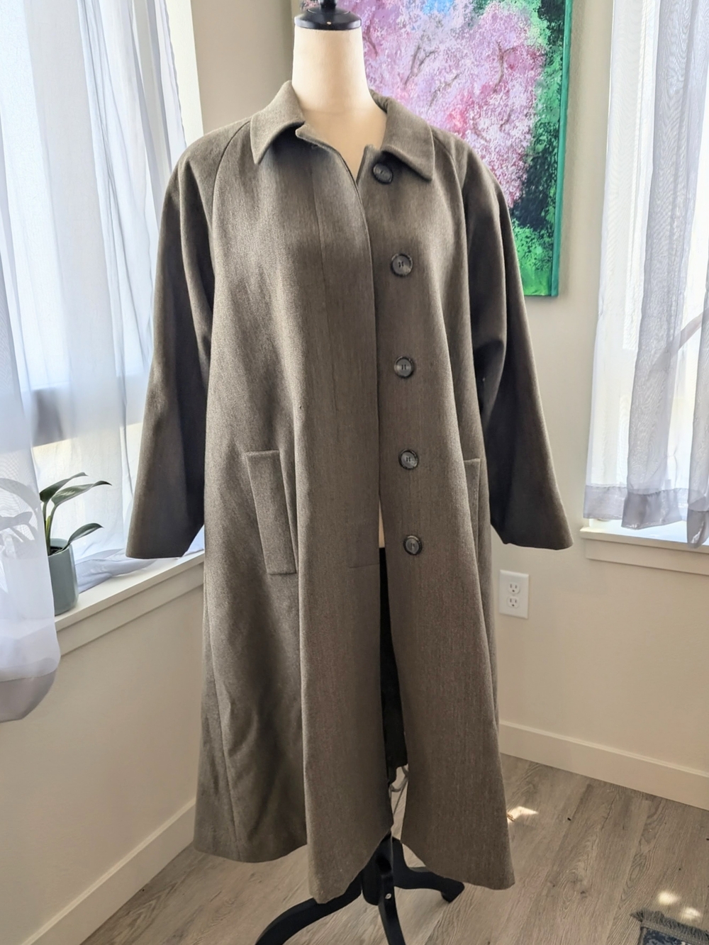 Vintage Christian Dior Gray-Tone Wool-Blend Coat